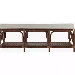 Kirklands Home Benches & Ottomans|Kaili Rattan Cushioned Bench Brown