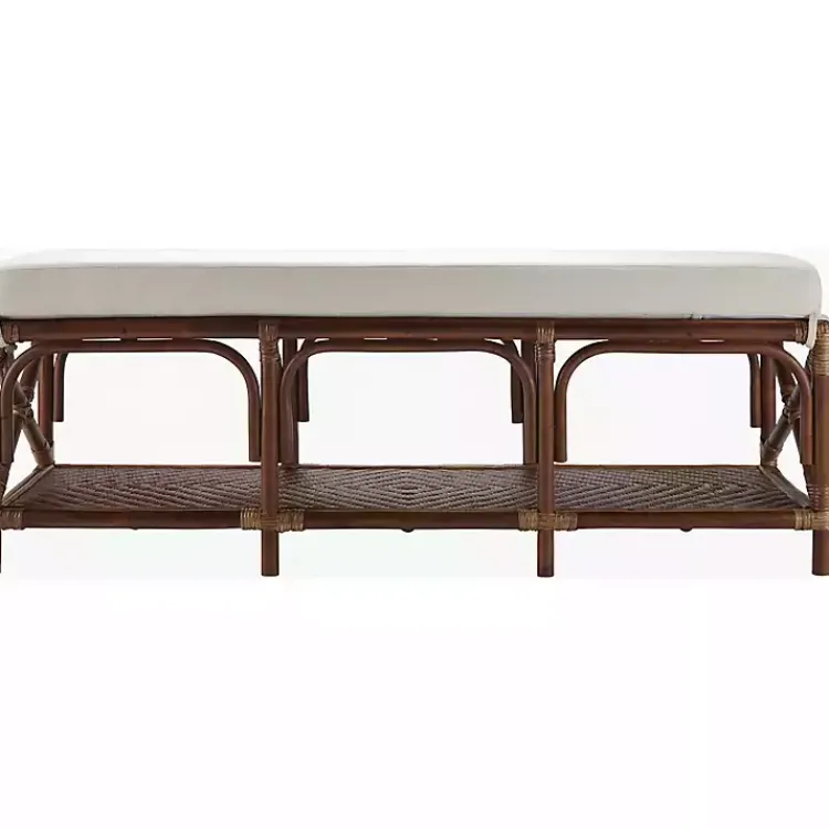 Kirklands Home Benches & Ottomans|Kaili Rattan Cushioned Bench Brown