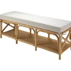 Kirklands Home Benches & Ottomans|Kaili Natural Rat Cushioned Bench Tan