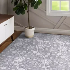 Kirklands Home Area Rugs|Kalini Floral Washable Area Rug, 5x7 Gray