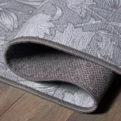 Kirklands Home Area Rugs|Kalini Floral Washable Area Rug, 5x7 Gray