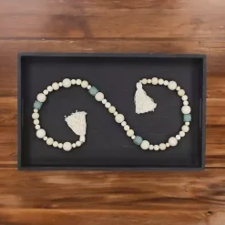 Hot Kara Blue Beaded Wood Polygon Decorative Garland Decorative Accents