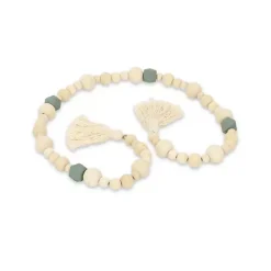 Hot Kara Blue Beaded Wood Polygon Decorative Garland Decorative Accents