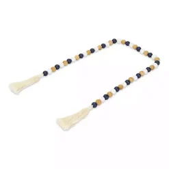 Hot Kara Brown and Blue Beaded Wood Decorative Garland Decorative Accents
