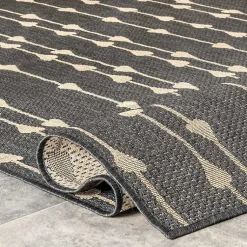 Kirklands Home Area Rugs|Kendall Gray Vertical Teardrop Outdoor Rug, 5x8