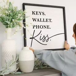 Kirklands Home Wall Quotes & Signs|Keys Wallet Kiss Framed Wall Plaque
