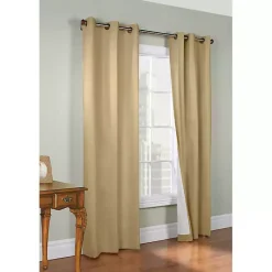 Kirklands Home Curtains & Drapes|Khaki Room Darkening Curtain Panel Set, 84 in. Tan
