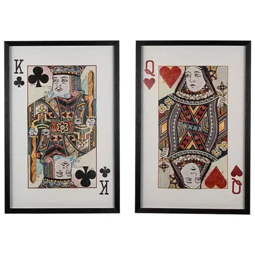 Kirklands Home Framed Art|King & Queen Card Framed Art Prints, Set of 2 Multi