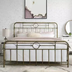 Kirklands Home Beds & Headboards|King Size Bronze Pipe Bed Frame Brown