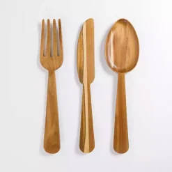 Kirklands Home Wall Plaques|Kitchen Utensil Wooden Wall Plaques, Set of 3