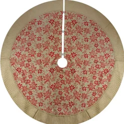 Hot Knit Burlap Poinsettia Tree Skirt Christmas Tree Skirts & Collars