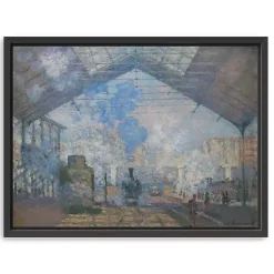 Kirklands Home Canvas Art|La Gare Saint-Lazare Framed Canvas Art Print Blue