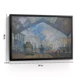 Kirklands Home Canvas Art|La Gare Saint-Lazare Framed Canvas Art Print Blue