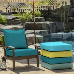 Kirklands Home Outdoor Cushions & Pillows|Lake Texture Outdoor Deep Seat Cushions Blue