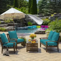 Kirklands Home Outdoor Cushions & Pillows|Lake Texture Outdoor Deep Seat Cushions Blue