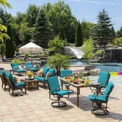 Kirklands Home Outdoor Cushions & Pillows|Lake Texture Outdoor Deep Seat Cushions Blue