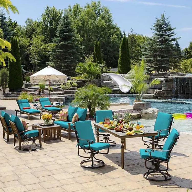 Kirklands Home Outdoor Cushions & Pillows|Lake Texture Outdoor Deep Seat Cushions Blue