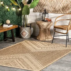 Kirklands Home Outdoor Rugs|Landy Aztec Outdoor Rug, 5x8 Tan