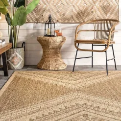 Kirklands Home Outdoor Rugs|Landy Aztec Outdoor Rug, 8x10 Tan