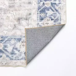 Kirklands Home Area Rugs|Lara Blue Medallion Washable Area Rug, 5x8