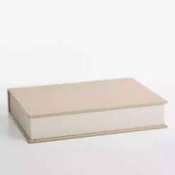 Sale Large Beige Linen Book Box Baskets & Boxes