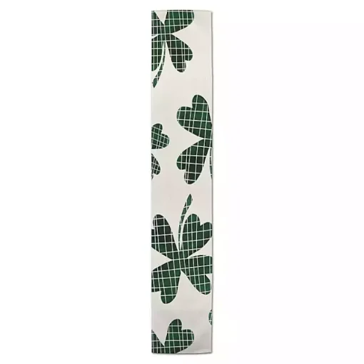 Large Plaid Clover Table Runner, 90 in. St Patricks Day Decorations