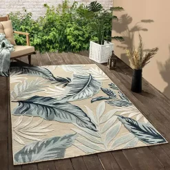 Kirklands Home Outdoor Rugs|Large Print Tropical Leaf Outdoor Area Rug, 5x7