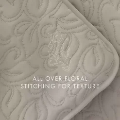 Kirklands Home Quilts|Latte Floral Stitch 3-pc. King Quilt Set Tan