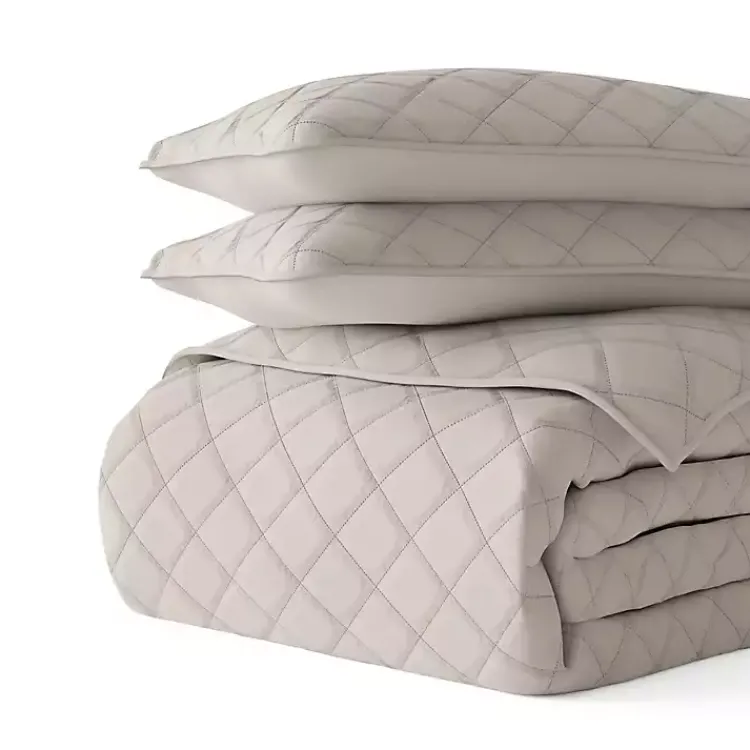 Kirklands Home Quilts|Latte Stitched Diamond 2-pc. Twin Quilt Set Tan