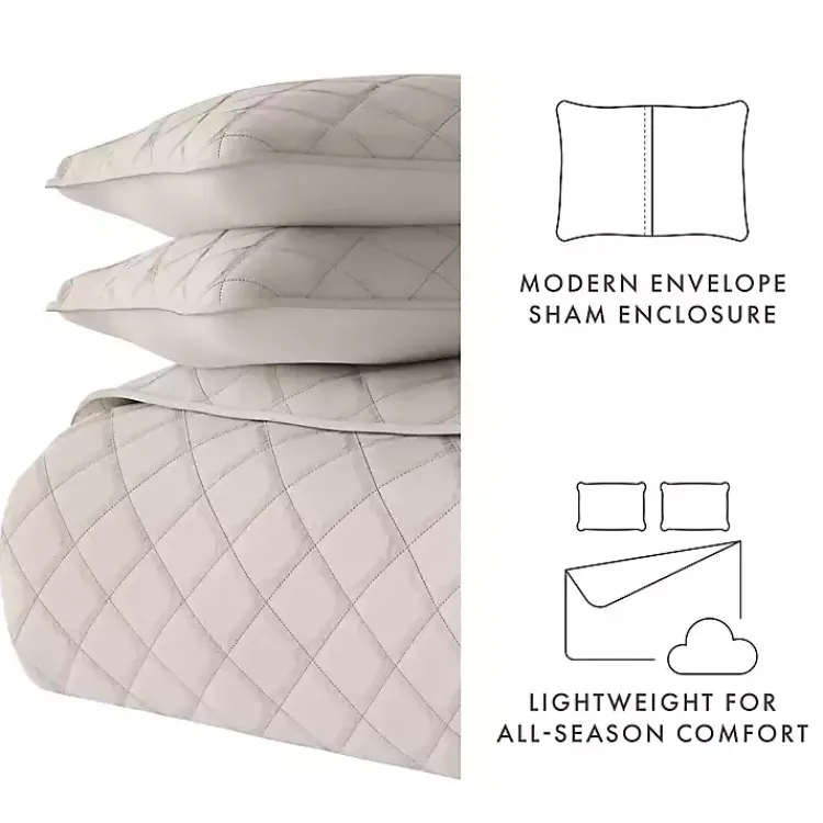 Kirklands Home Quilts|Latte Stitched Diamond 2-pc. Twin Quilt Set Tan