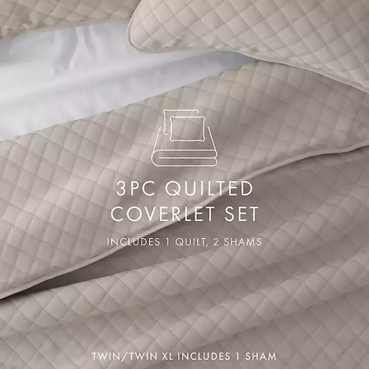 Kirklands Home Quilts|Latte Stitched Diamond 2-pc. Twin Quilt Set Tan