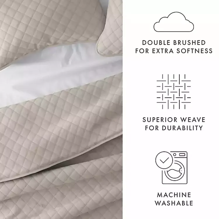 Kirklands Home Quilts|Latte Stitched Diamond 3-pc. King Quilt Set Tan
