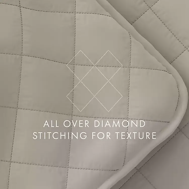 Kirklands Home Quilts|Latte Stitched Diamond 3-pc. King Quilt Set Tan