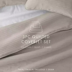 Kirklands Home Quilts|Latte Stitched Stripes 3-pc. King Quilt Set Tan