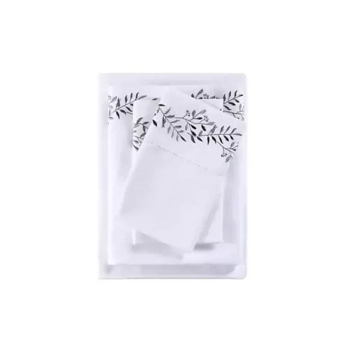 Kirklands Home Bed Sheets|Leafy Vine Hem Microfiber 4-pc. Full Sheet Set