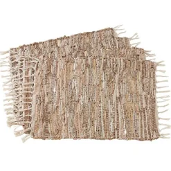 Kirklands Home Table Linens|Leather and Cotton Chindi Placemats, Set of 4 Tan