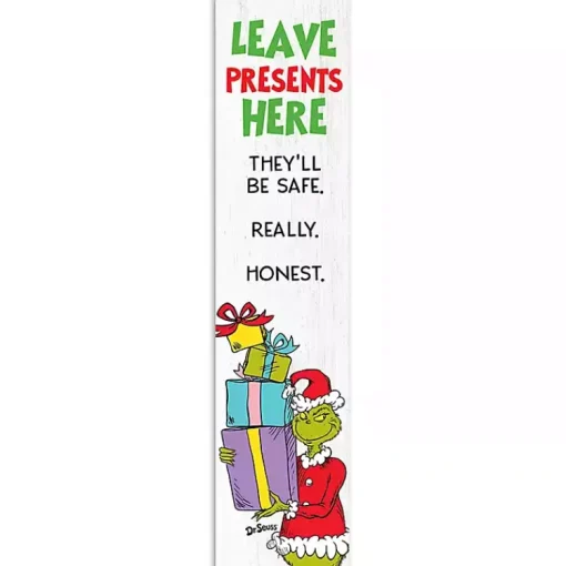 Sale Leave Presents Here The Grinch Porch Board Outdoor Christmas Decorations
