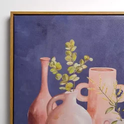 Kirklands Home Canvas Art|Leaves in Terracotta Vases Framed Canvas Art Print