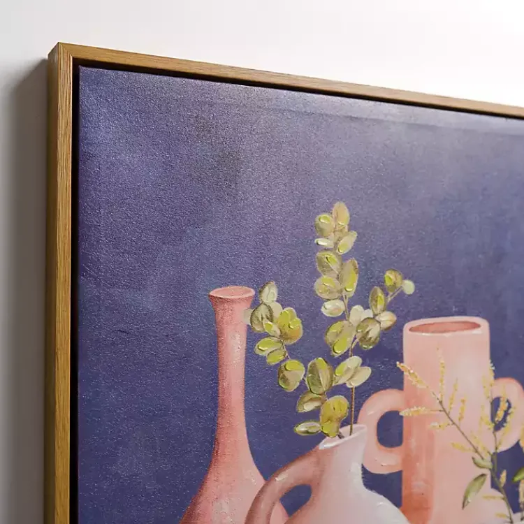 Kirklands Home Canvas Art|Leaves in Terracotta Vases Framed Canvas Art Print