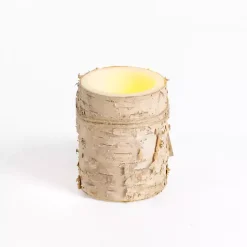 Outlet LED Birch Tree Bark Pillar Candle, 3x4 Flameless Candles