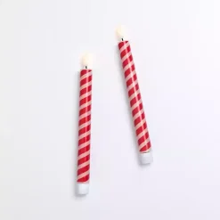 Online LED Candy Cane Taper Candles, Set of 2 Flameless Candles