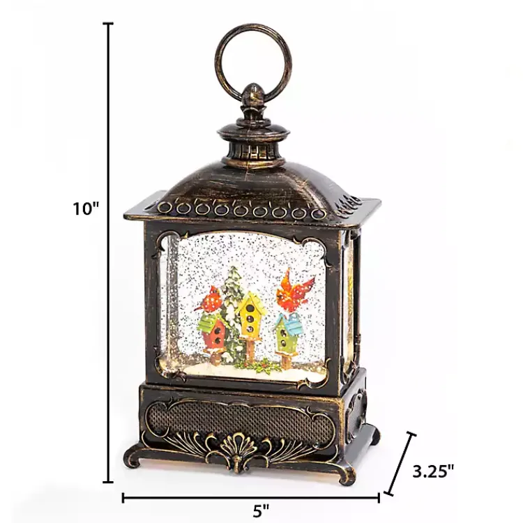 LED Cardinals on Birdhouse Christmas Water Globe Christmas Decorations