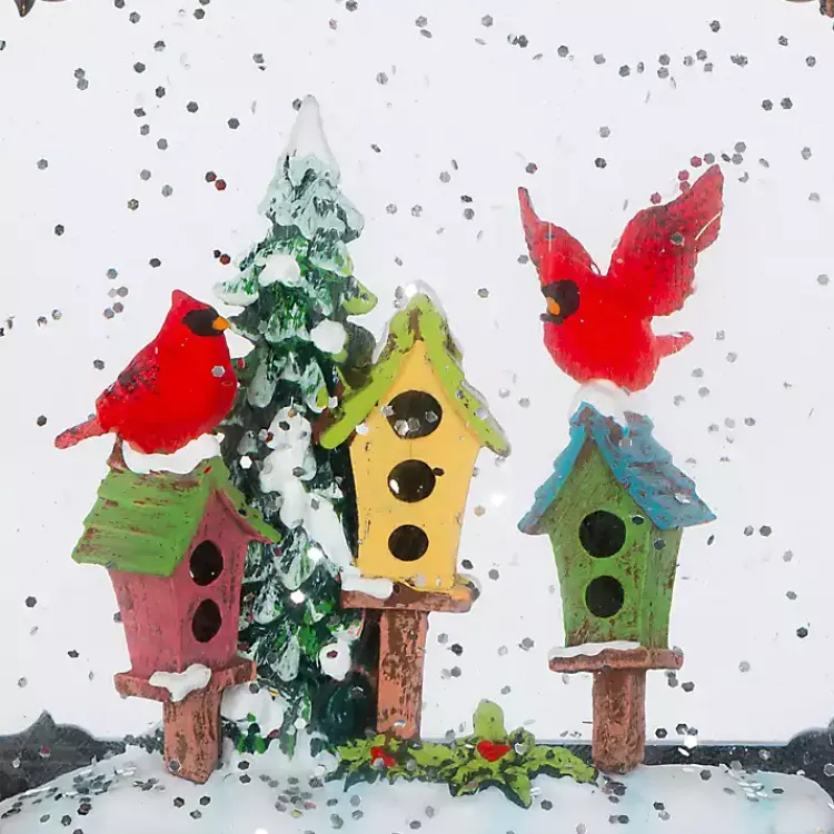 LED Cardinals on Birdhouse Christmas Water Globe Christmas Decorations