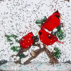 Clearance LED Cardinals on Branch Christmas Water Globe Christmas Decorations