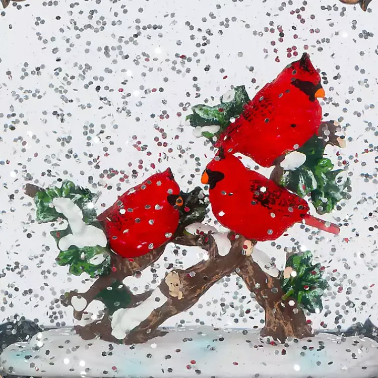 Clearance LED Cardinals on Branch Christmas Water Globe Christmas Decorations