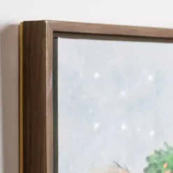 LED Cow with Christmas Greenery Canvas Art Print Christmas Art & Wall Decor