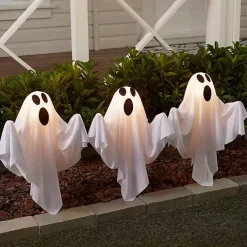 New LED Ghost Lawn Stakes, Set of 6 Halloween