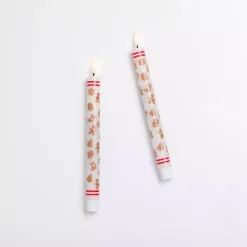 New LED Gingerbread Man Taper Candles, Set of 2 Flameless Candles