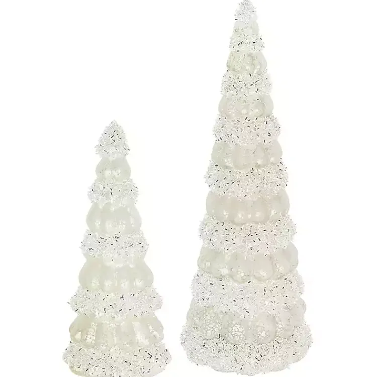 Outlet LED Glass Cone Snowy Trees, Set of 2 Christmas Decorations