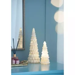 Outlet LED Glass Cone Snowy Trees, Set of 2 Christmas Decorations